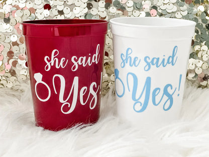 She Said Yes Engagement Cup